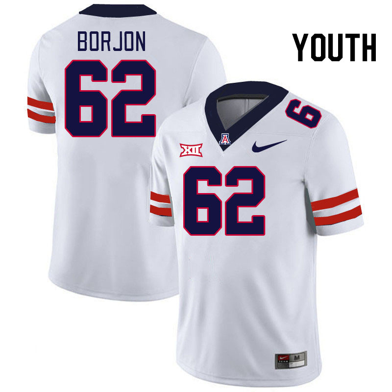 Youth #62 Joseph Borjon Arizona Wildcats Big 12 Conference College Football Jerseys Stitched-White